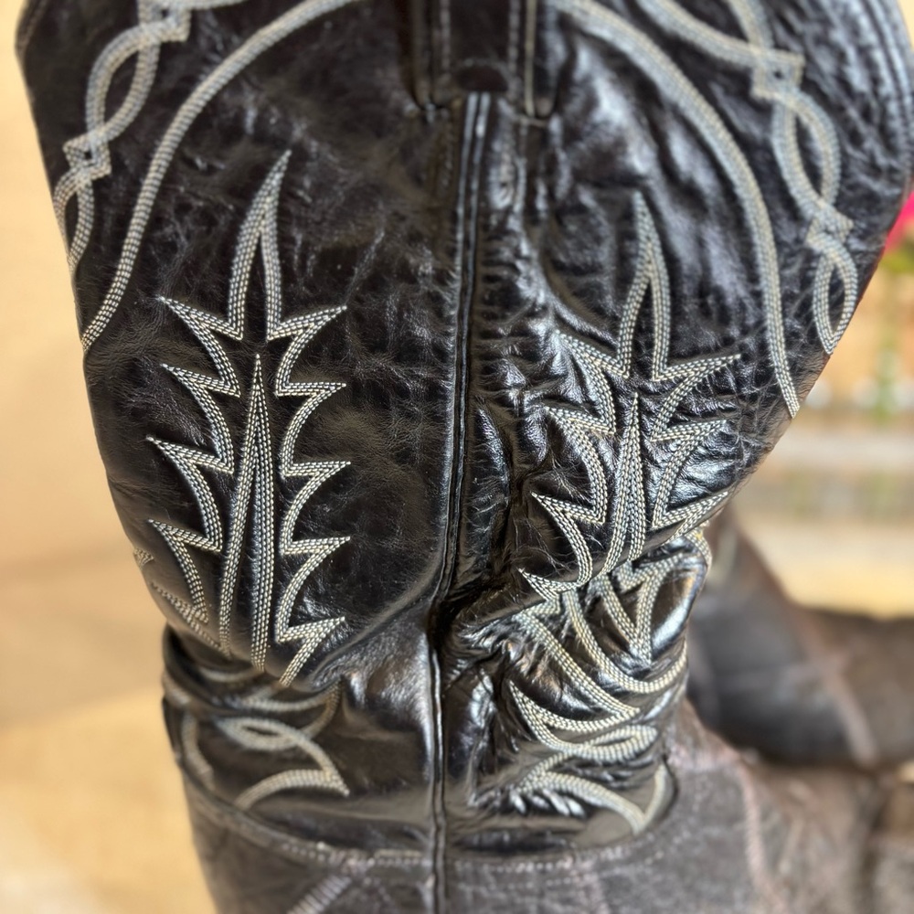 Tony Lama Vintage Western Boots Black Snake Lizard Patchwork Design Men Size 10D - Picture 7 of 12